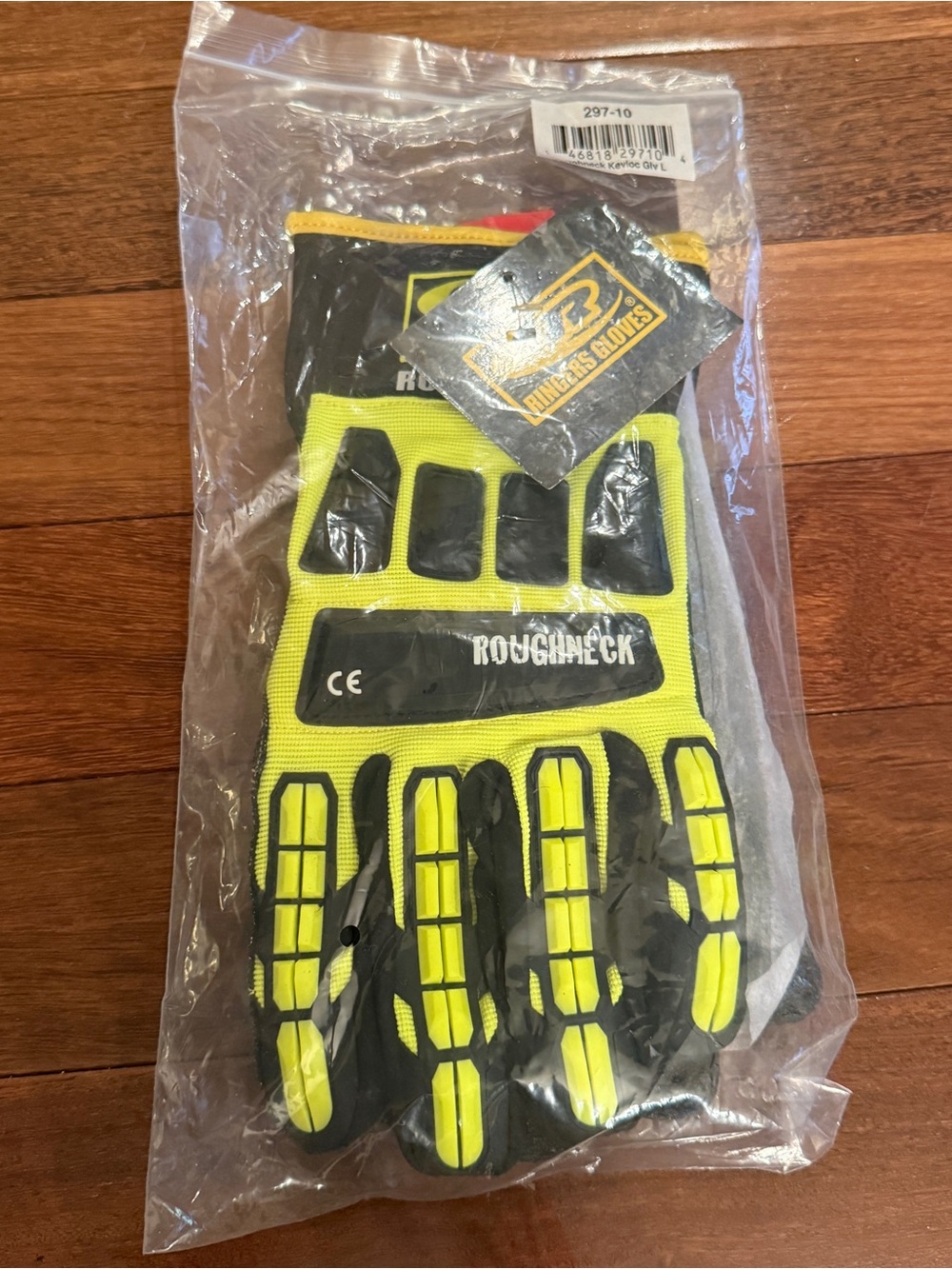 Roughneck High-Visibility Work Gloves in Neon Yellow and Black Size Large